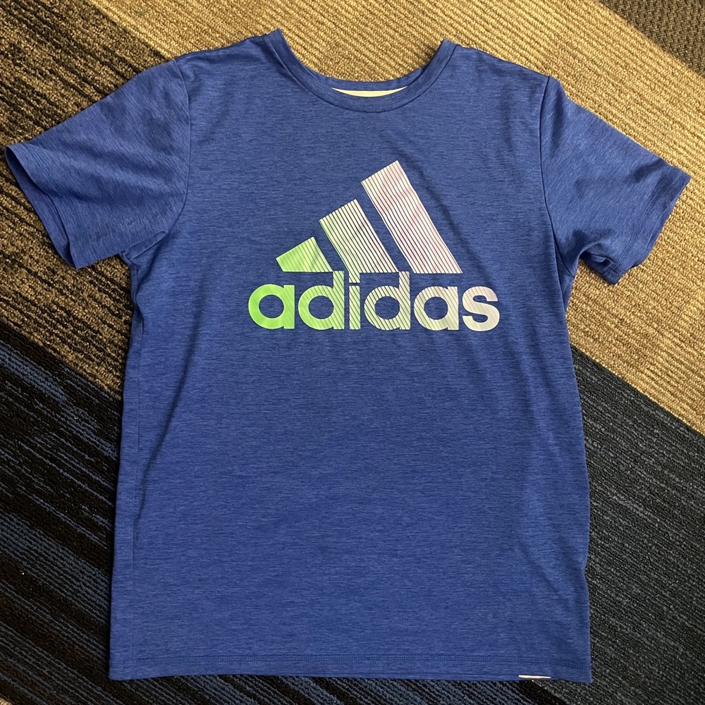 Adidas Kids Dri Fit Blue Graphic T-Shirt